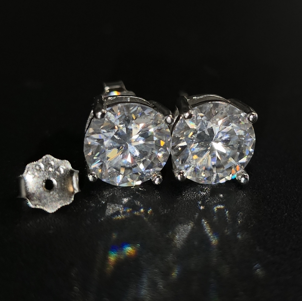 ✨ 4.00 CTW Moissanite Round Stud Earrings – S925 Sterling Silver ✨